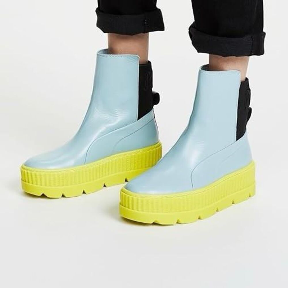 Puma x Fenty platform Chelsea boots neon blue moon boot size 9